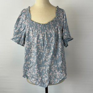 *BNWT* Urban Romantics Blue Floral Blouse Top Shirt (Large) NEW